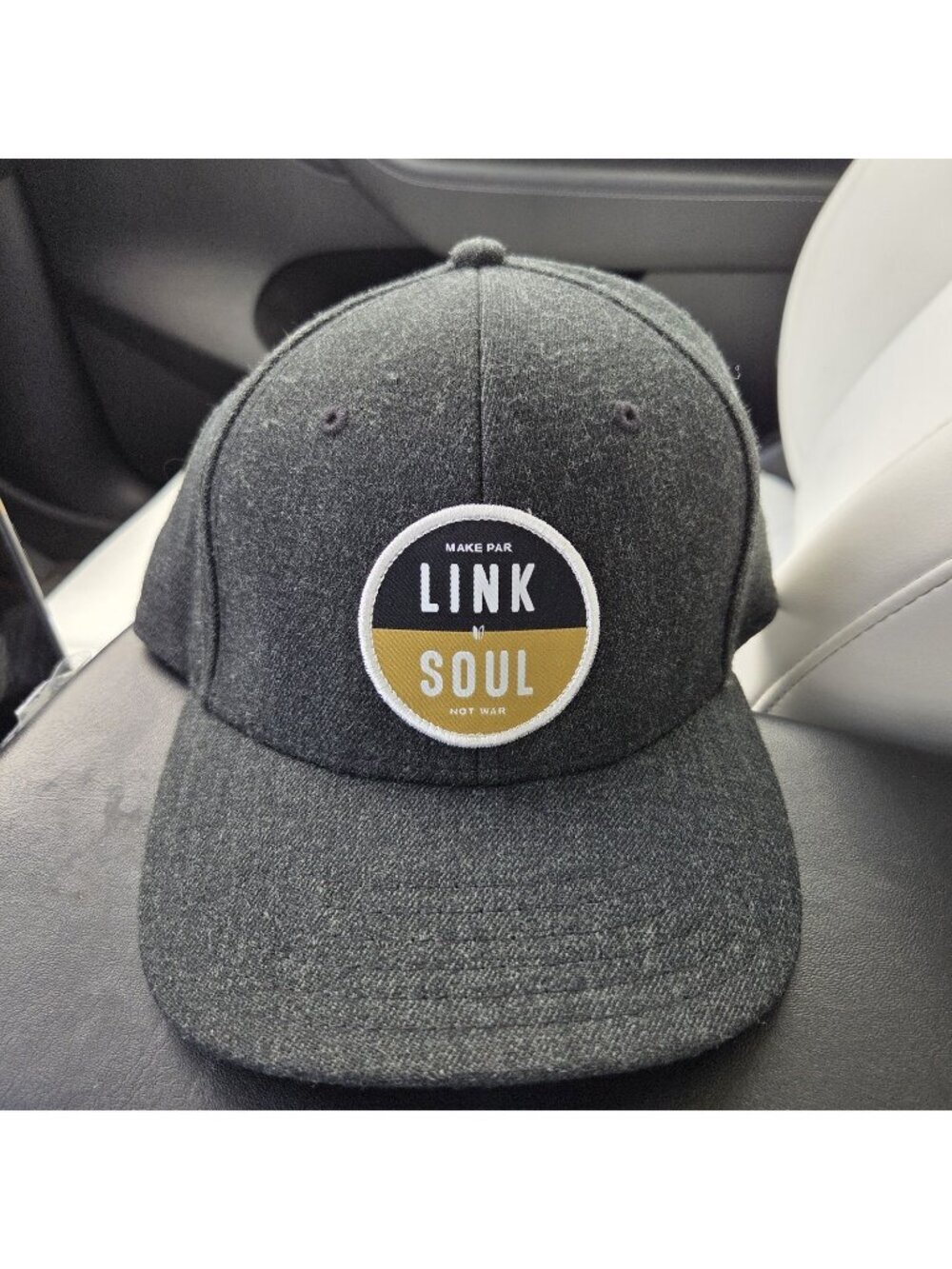 Linksoul Hat Mens OS Gray Make Par Not War Snapback Acrylic Wool Blend